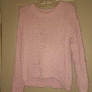 Cropped Angora like Pink Sweater Size M